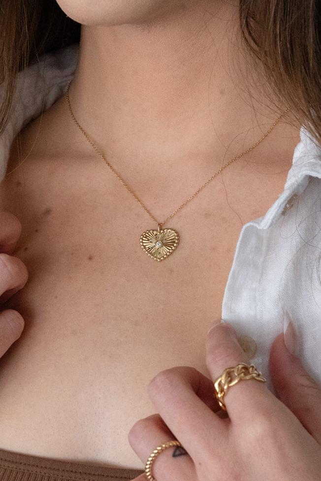 Guilloche Heart Necklace