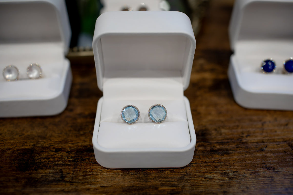 Signature - Blue Topaz and Diamond Studs