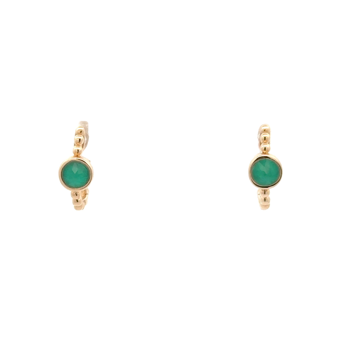 Emerald Pearled Small Hoops