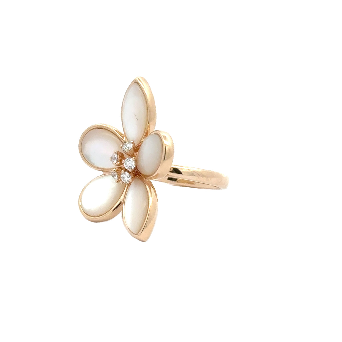 Mother of Pearl and Diamond Bloom Ring