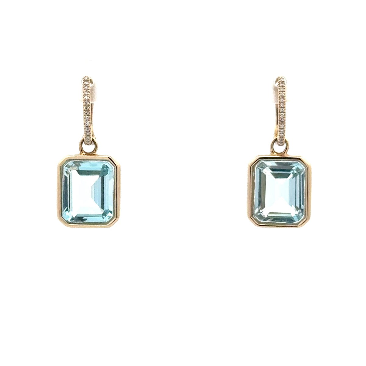 Emerald-Cut Blue Topaz Dangle Earrings