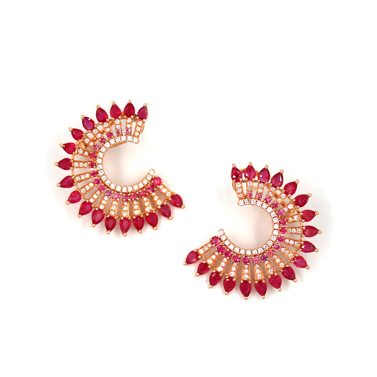 Abita Ruby, Pink Sapphire and Diamond Earrings