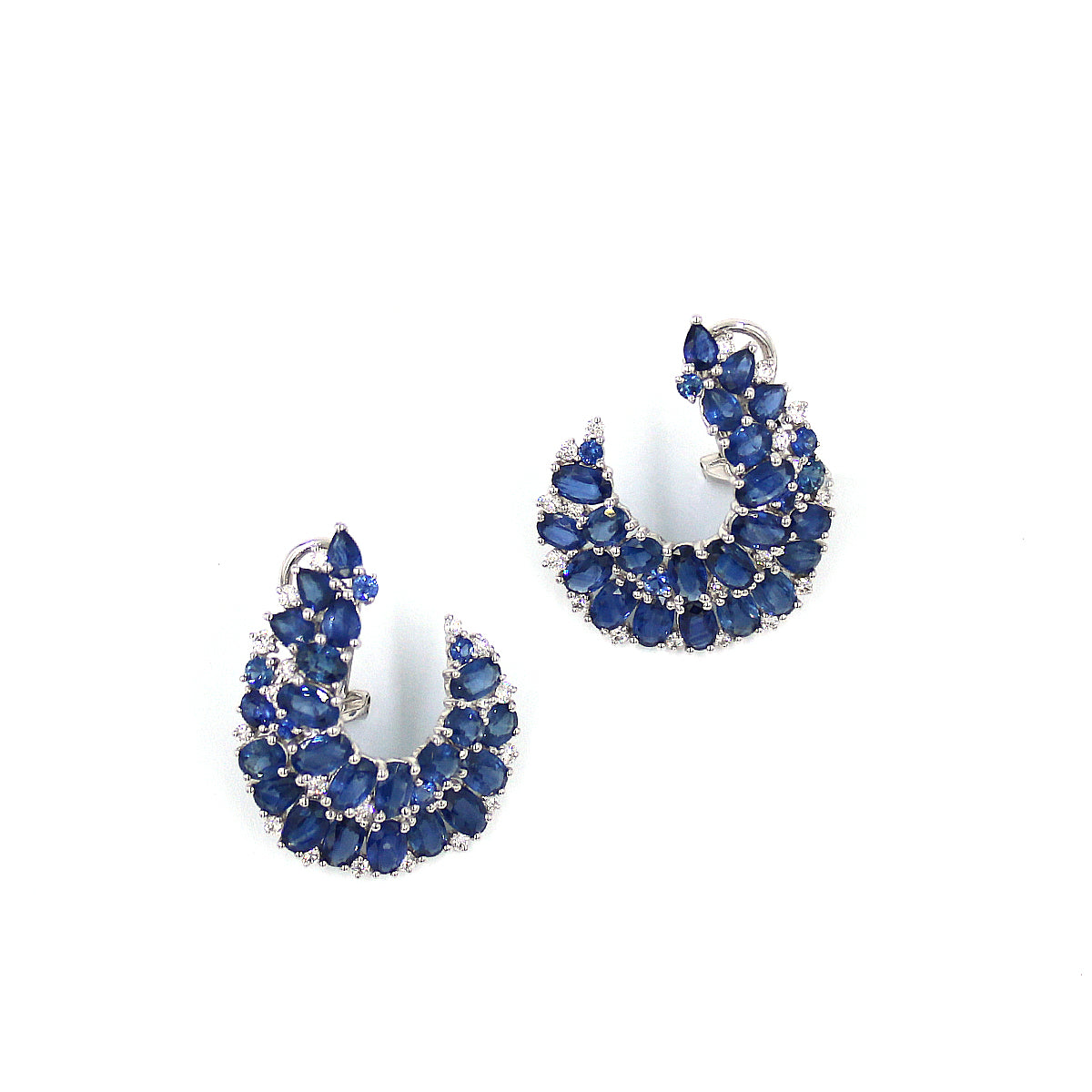 Blue Sapphire and Diamond Earrings