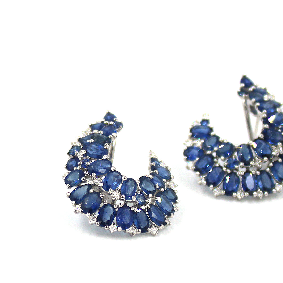 Blue Sapphire and Diamond Earrings