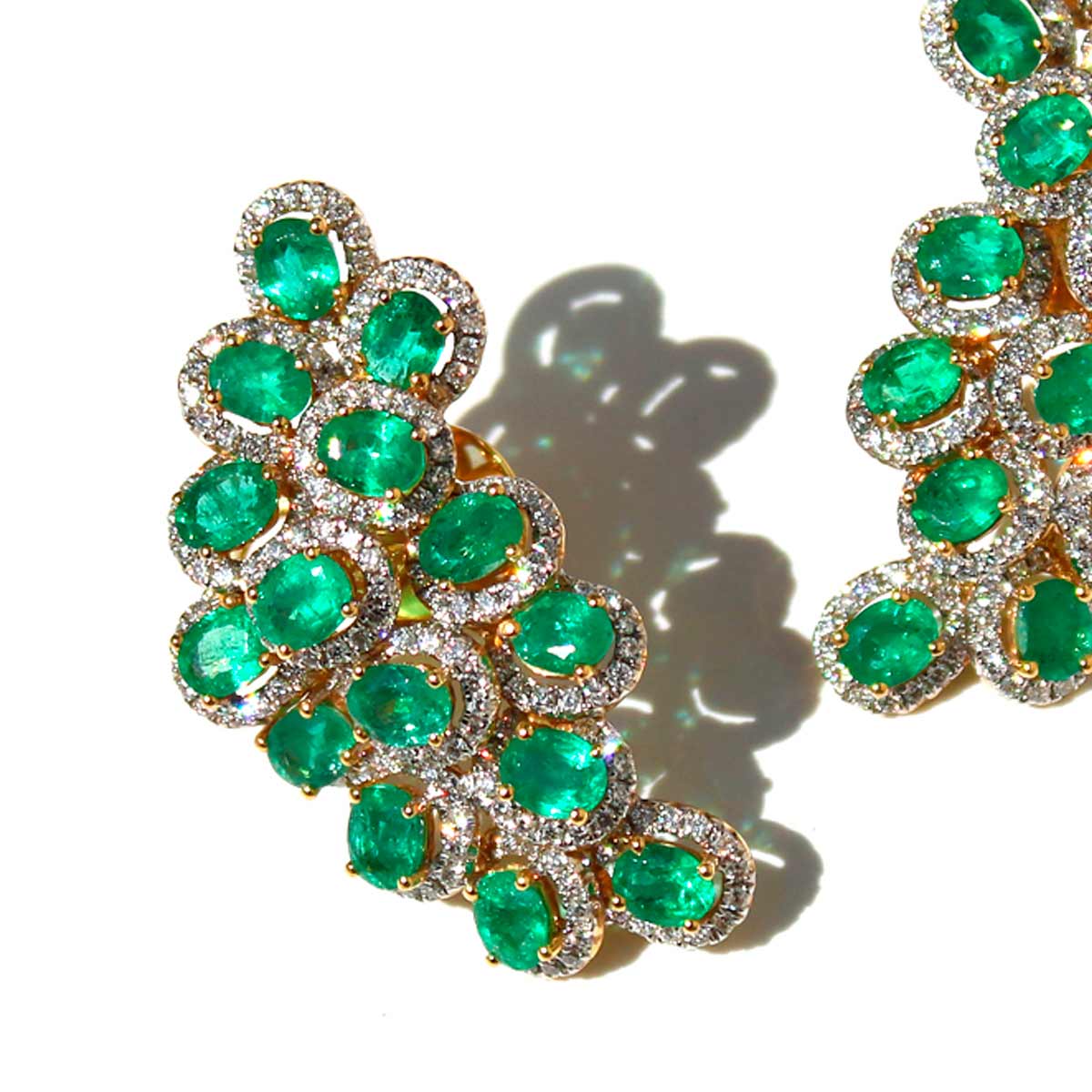 Emerald and Diamond Drop Earrings