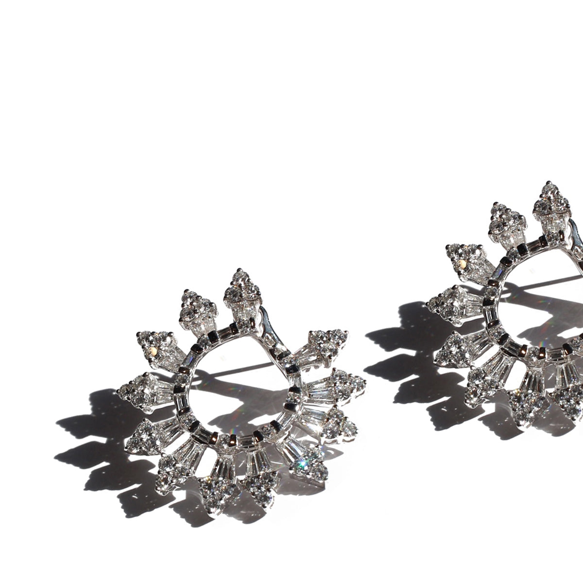 Round & Baguette Diamond Earrings