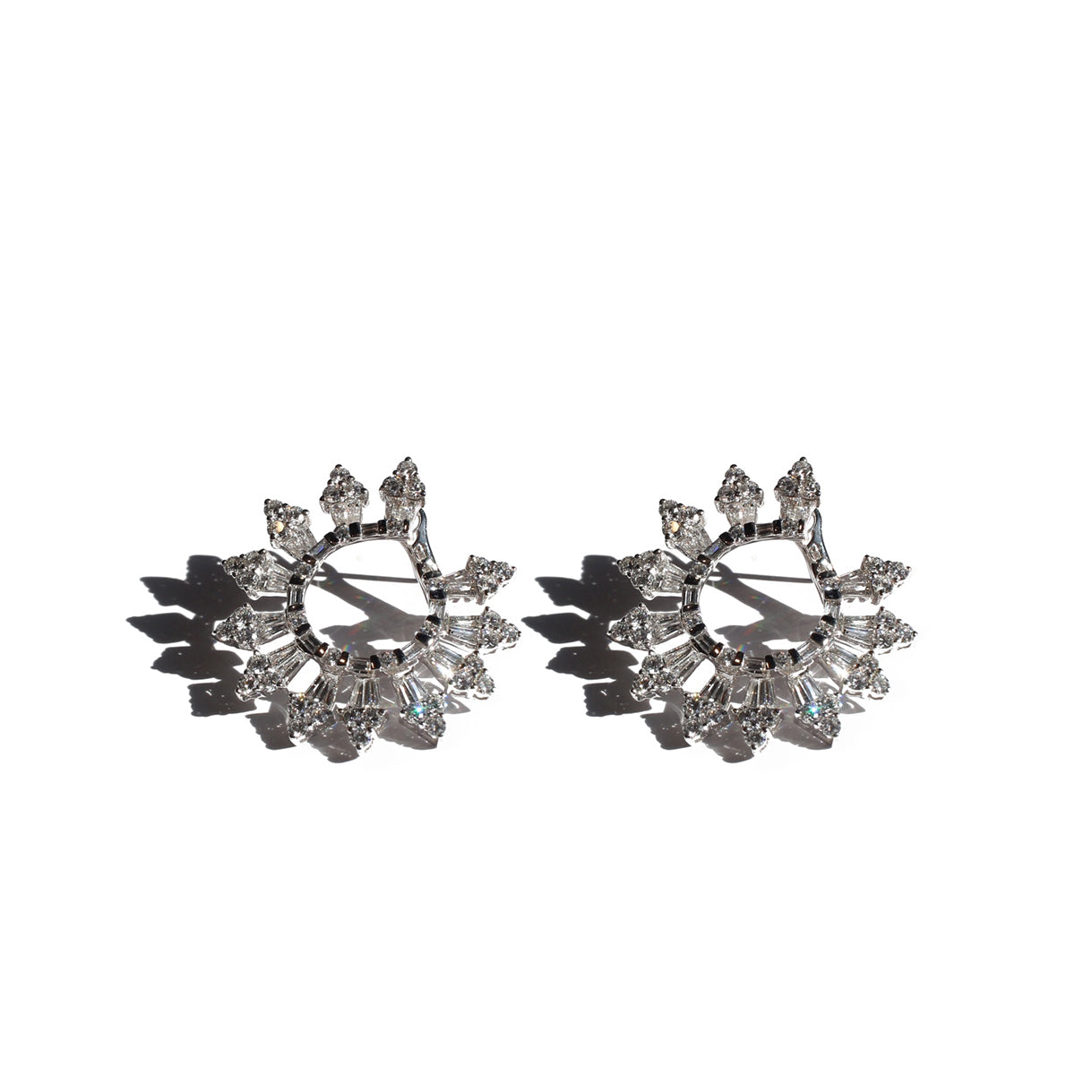 Round & Baguette Diamond Earrings
