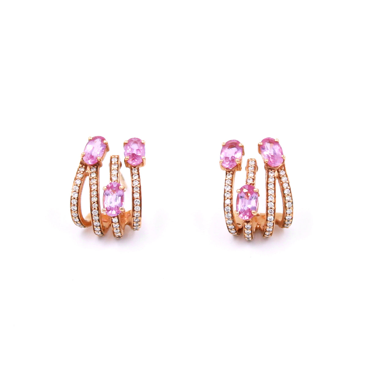 Voluta Pink Sapphire and Diamond Earrings
