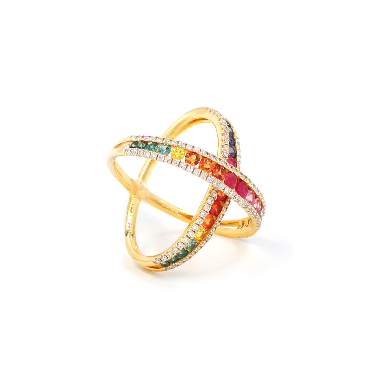 Rainbow Sapphire Criss Cross Ring