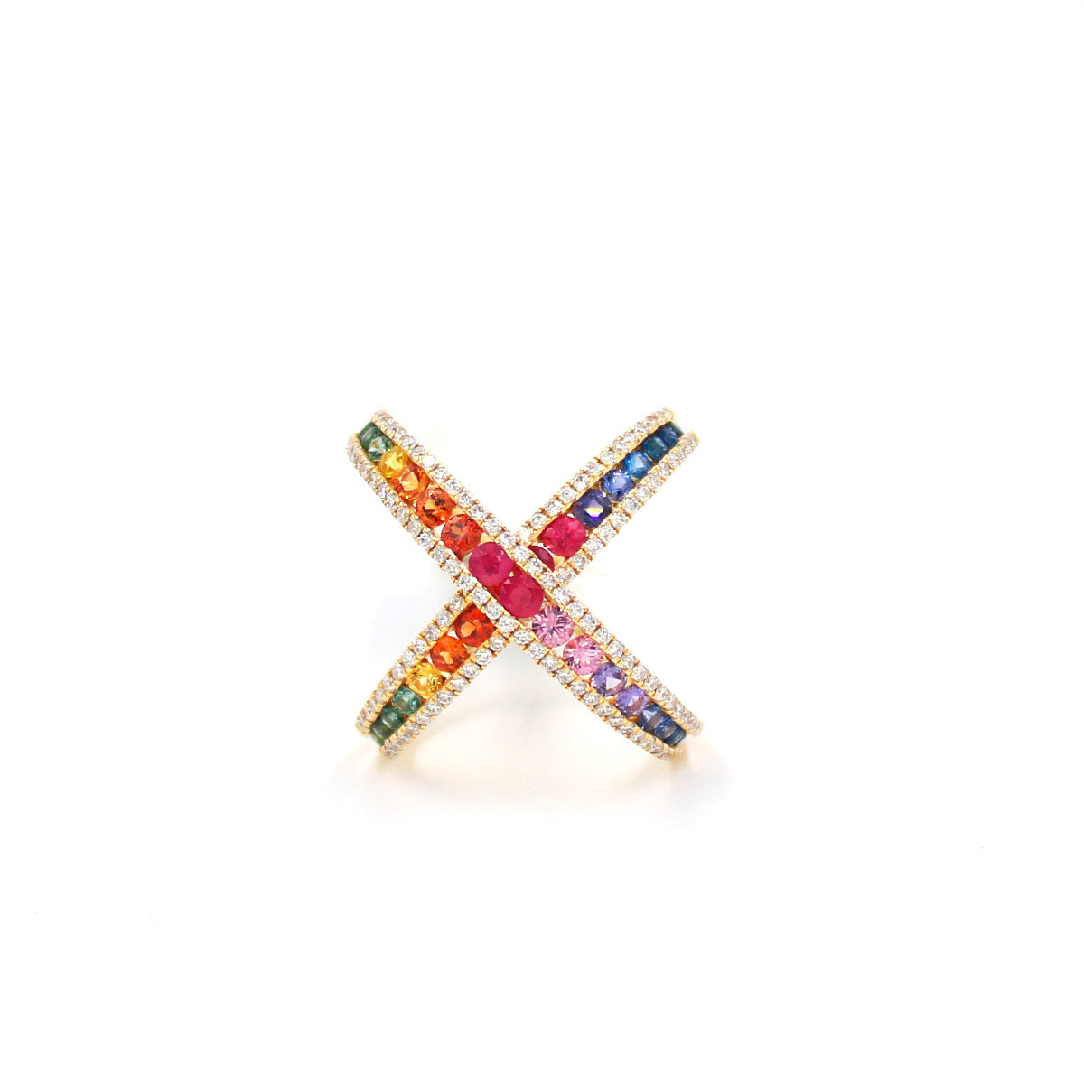 Rainbow Sapphire Criss Cross Ring