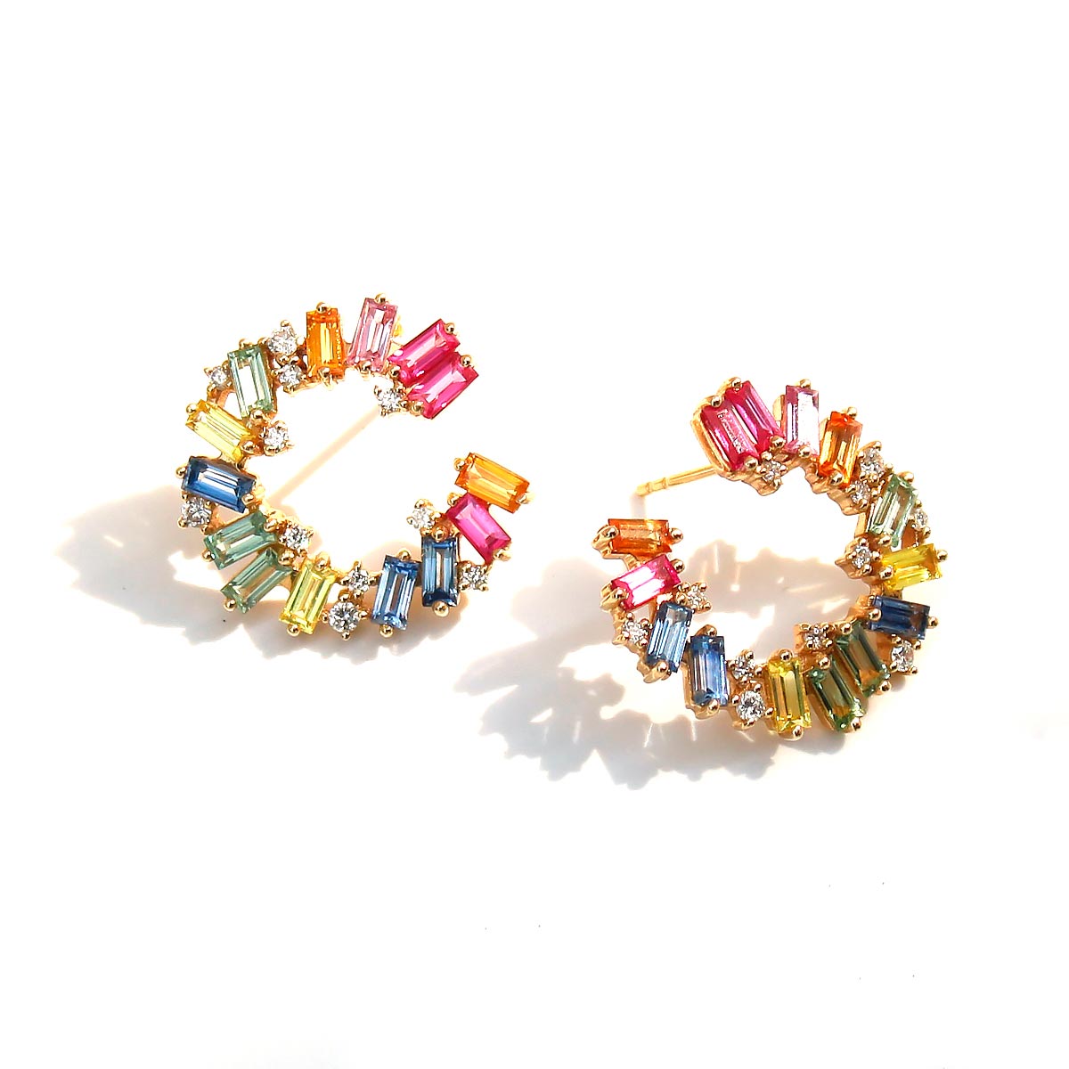 Rainbow Sapphire and Diamond Earrings