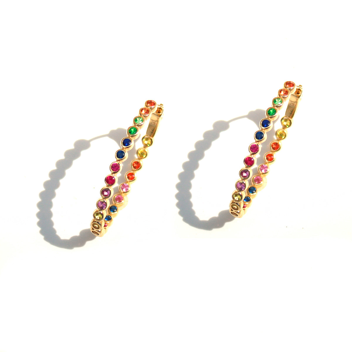 Rainbow Sapphire Hoops