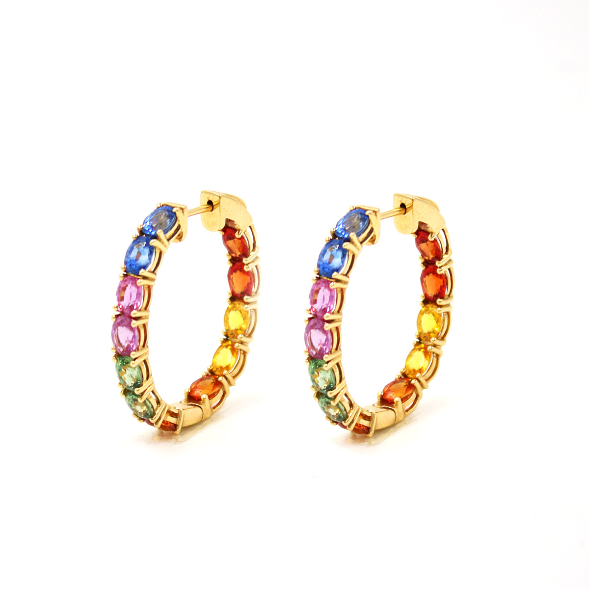 Rainbow Sapphire Huggies