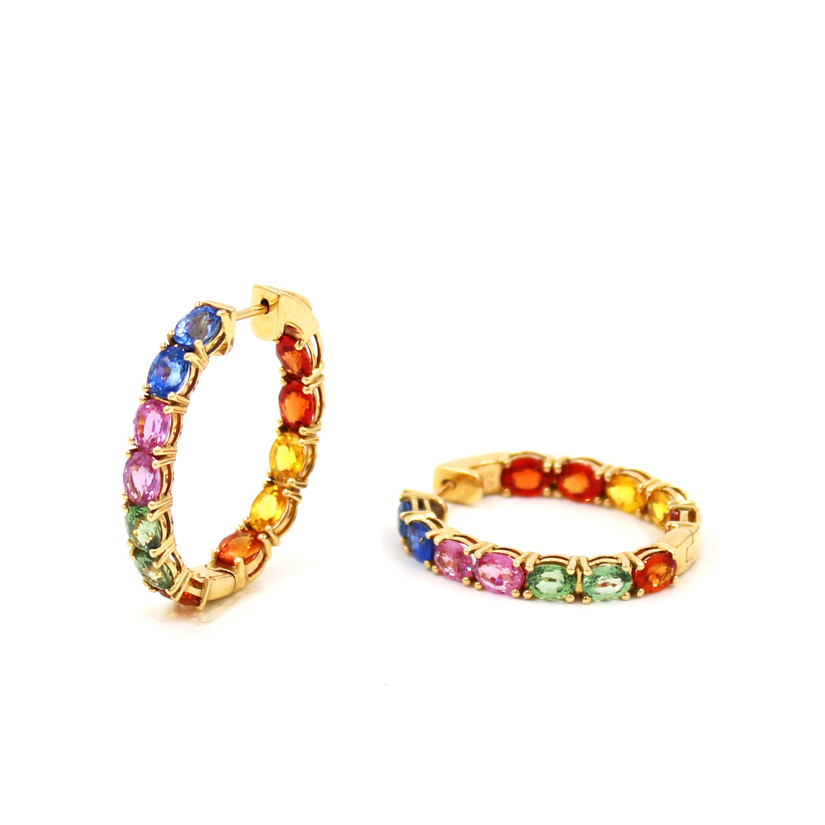 Rainbow Sapphire Huggies