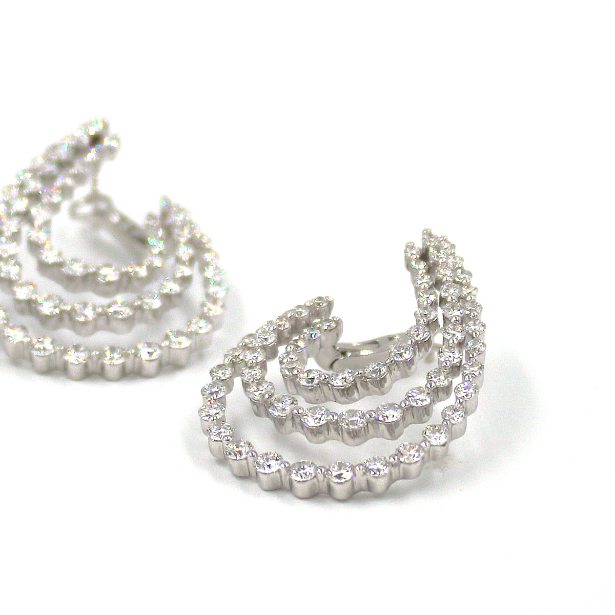 Triple Hoop Diamond Earrings