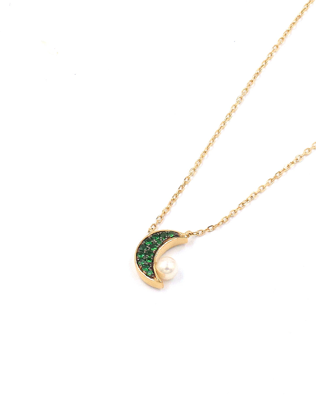 Tsavorite & Pearl Moon Necklace