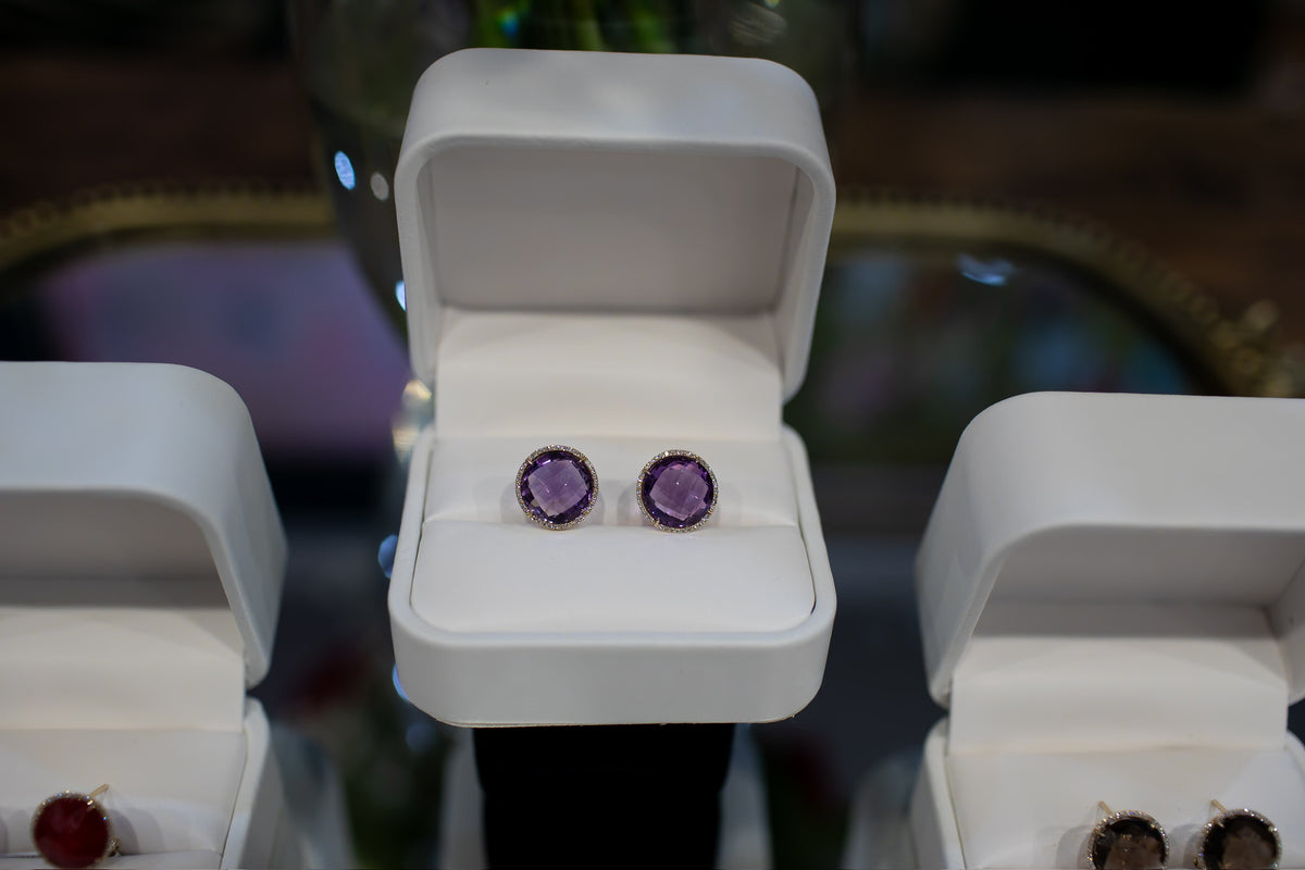 Signature - Amethyst and Diamond Studs
