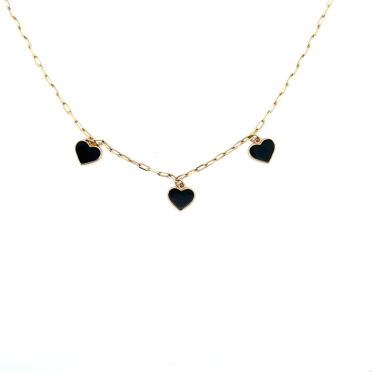 Three Heart Onyx Necklace