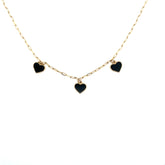 Three Heart Onyx Necklace