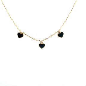 Three Heart Onyx Necklace