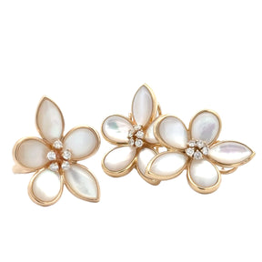 Mother of Pearl and Diamond Flower Earrings
