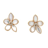 Mother of Pearl and Diamond Flower Earrings