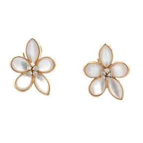 Mother of Pearl and Diamond Flower Earrings