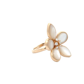 Mother of Pearl and Diamond Flower Ring