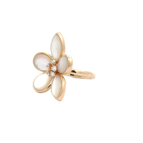 Mother of Pearl and Diamond Flower Ring