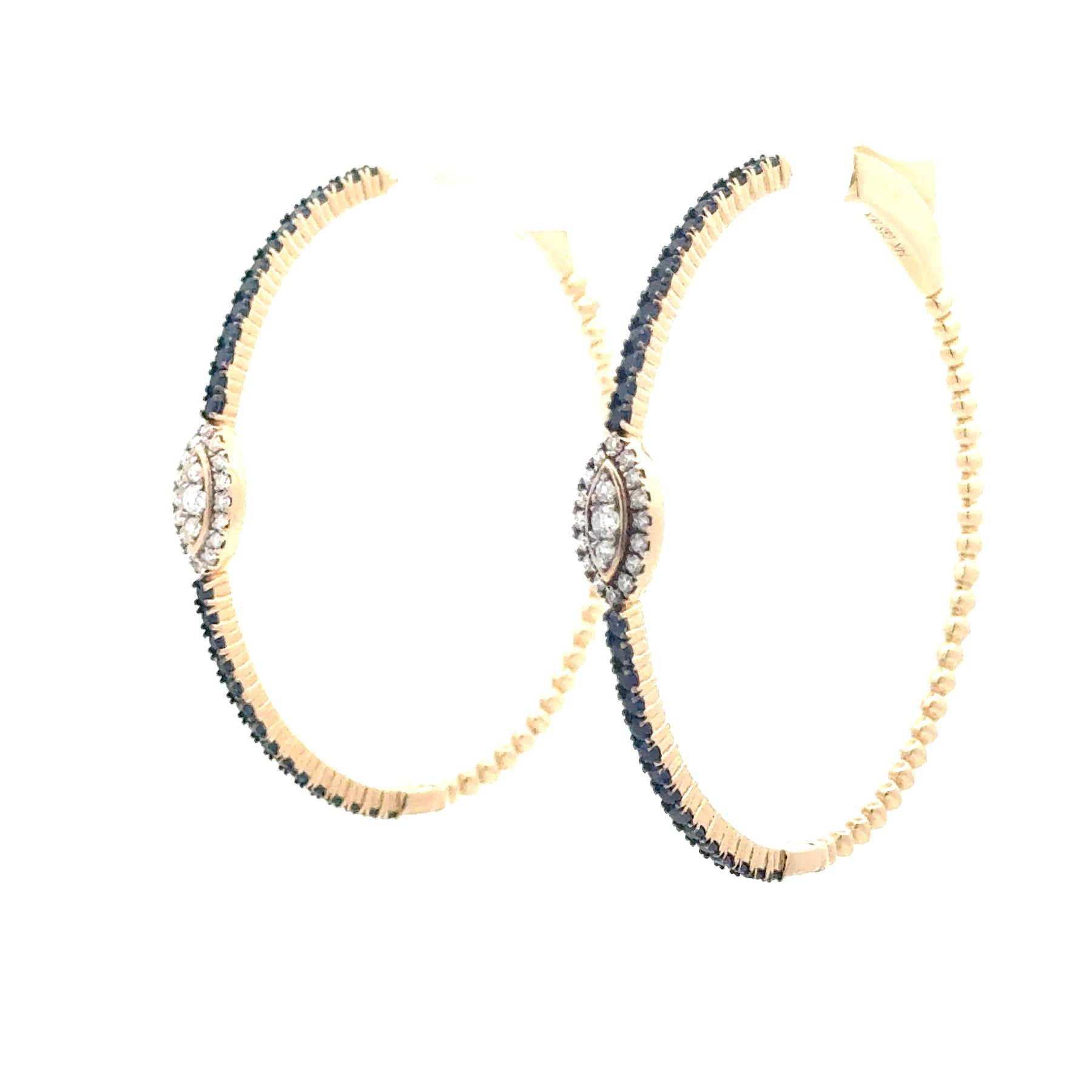 Blue Sapphire Evil Eye Hoop Earrings