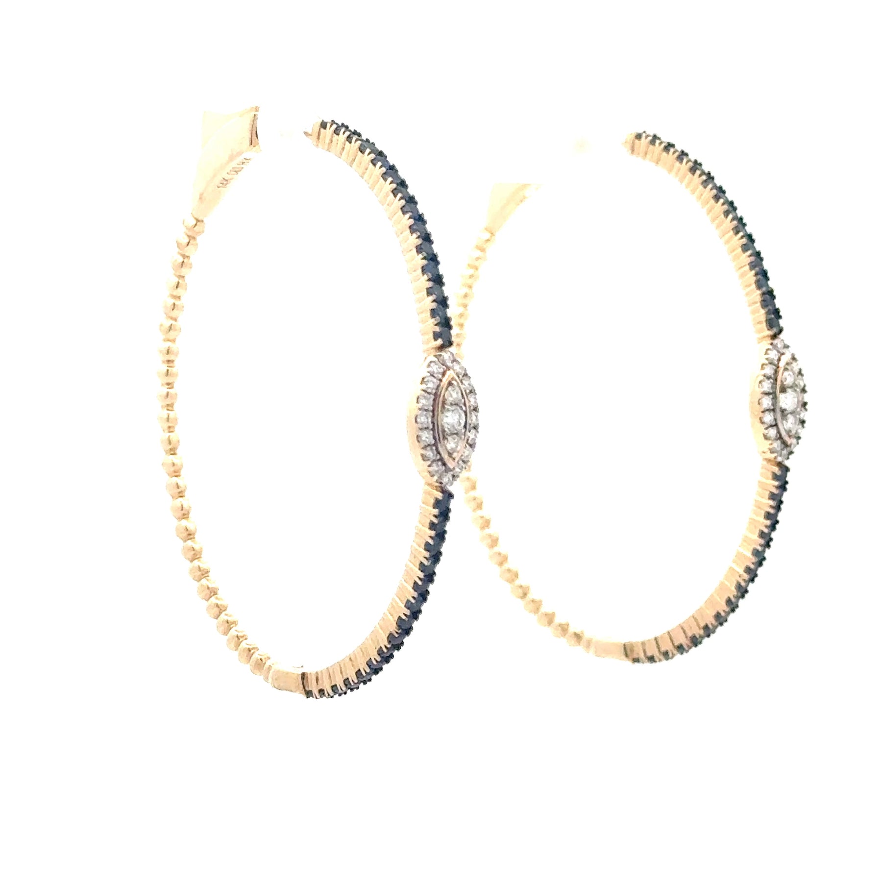 Blue Sapphire Evil Eye Hoop Earrings