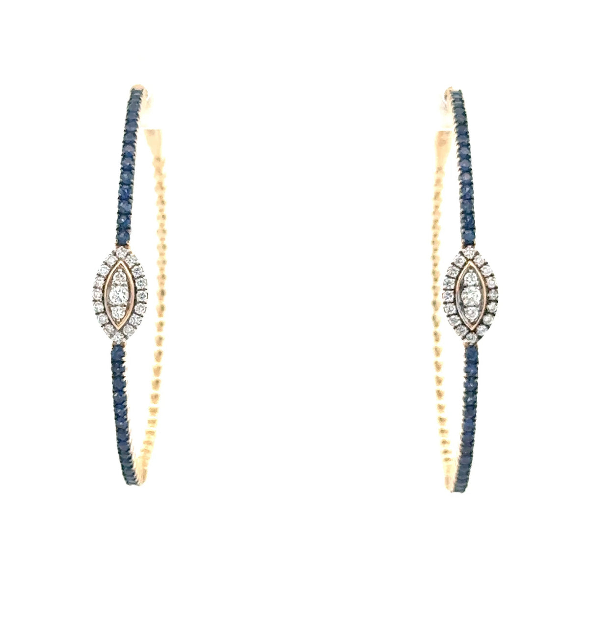 Blue Sapphire Evil Eye Hoop Earrings