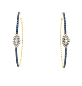 Blue Sapphire Evil Eye Hoop Earrings