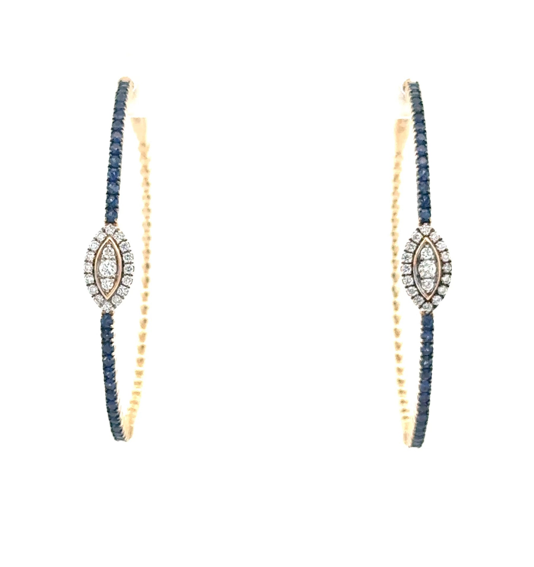 Blue Sapphire Evil Eye Hoop Earrings