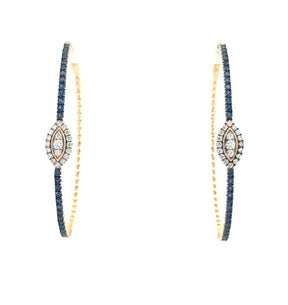 Blue Sapphire Evil Eye Hoop Earrings