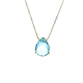 Blue Topaz Pear Cut Solitaire Necklace