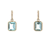 Emerald-Cut Blue Topaz Dangle Earrings