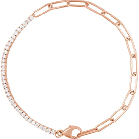 Half Diamond Half Paperclip Tennis Bracelet