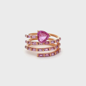 Pink Sapphire Spiral Heart Ring