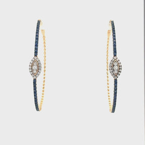 Blue Sapphire Evil Eye Hoop Earrings