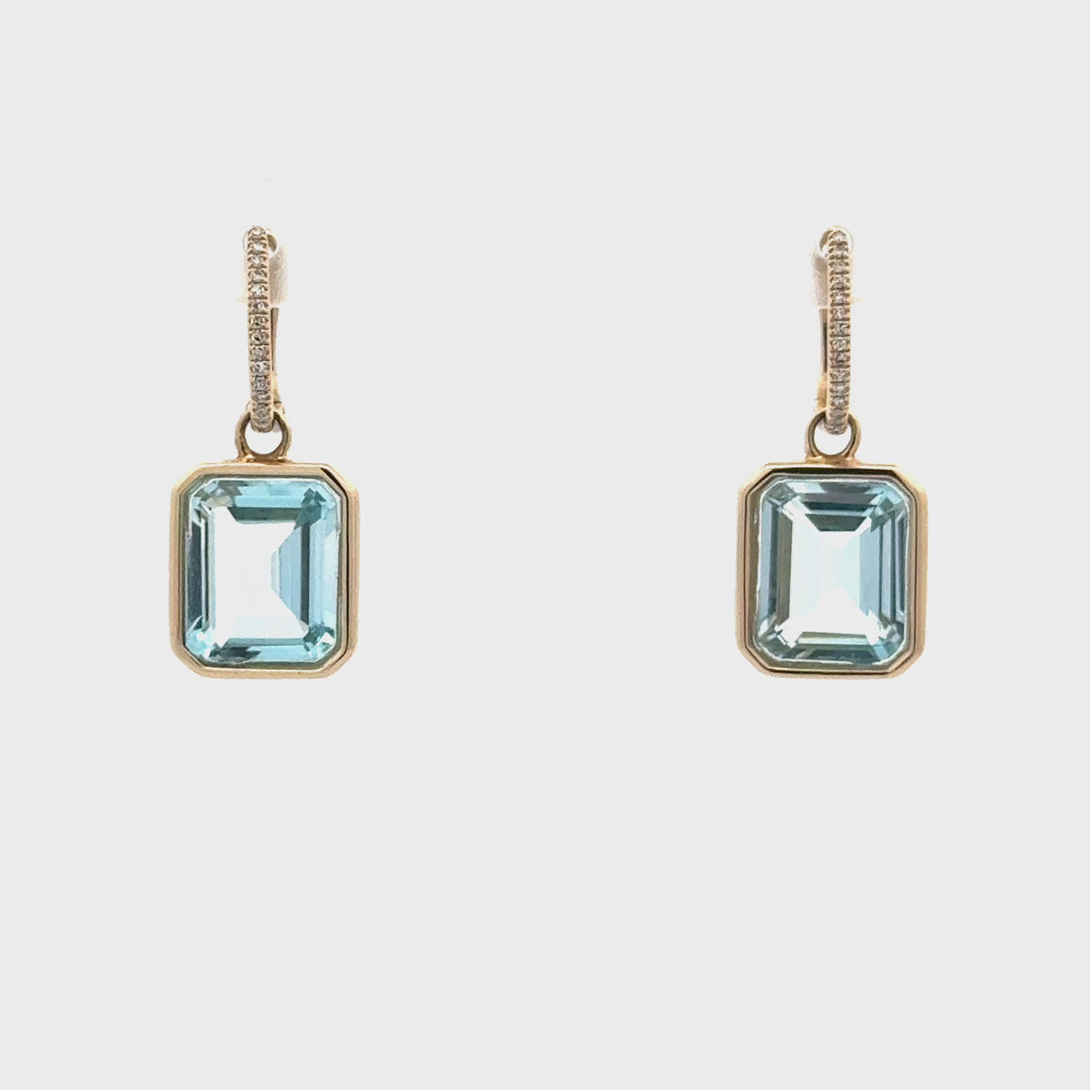 Emerald-Cut Blue Topaz Dangle Earrings