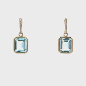 Emerald-Cut Blue Topaz Dangle Earrings