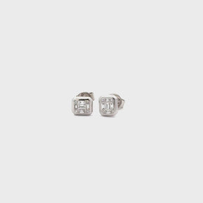 Small Emerald Illusion Diamond Studs