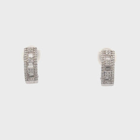 Large Baguette and Round Diamond Earrings