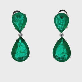 Emerald Double Drop Earrings
