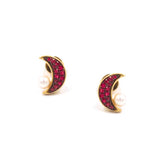 Ruby & Pearl Moon Earrings